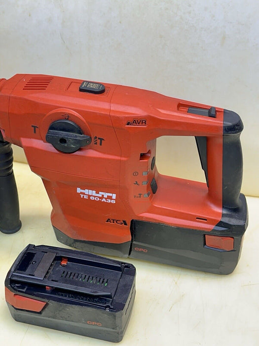 HILTI CORDLESS ROTARY HAMMER  DRILL TE 60 - A36, (2) BATTERIES + CHARGER #5