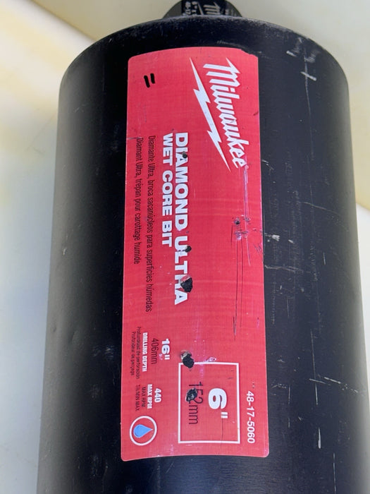 Milwaukee 48-17-5060 6 in. Diamond Premium Wet Core Bit MINT #11