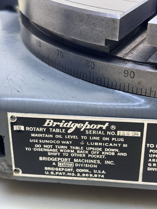 Bridgeport 12” ROTARY Table RT-12 Excellent Shape!!!