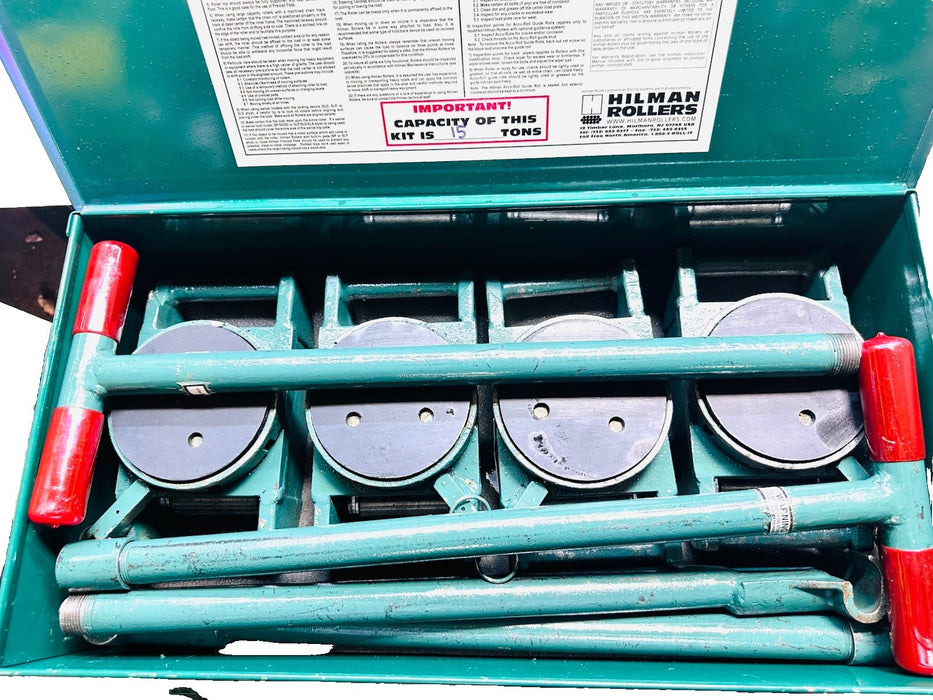 Hilman Rollers, KRS-15-SLP, Steel FT Series Deluxe Kit, 15 Ton Capacity