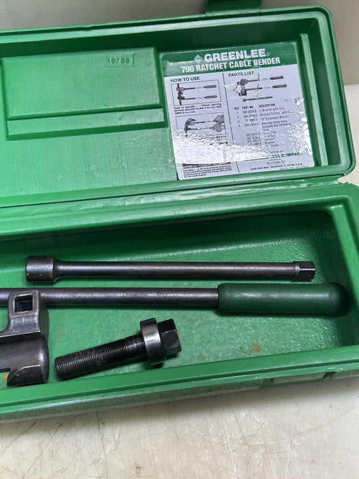 Greenlee 796 manual Cable Ratchet Bender Assembly with Ratchet Extension VT3