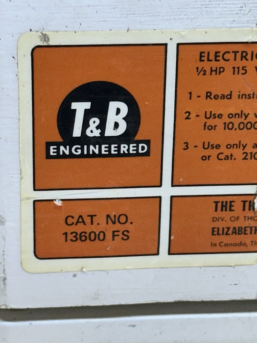 T&B Thomas & Betts Electric Hydraulic Pump, 10,000 PSI MODEL-13600 Tested!!!