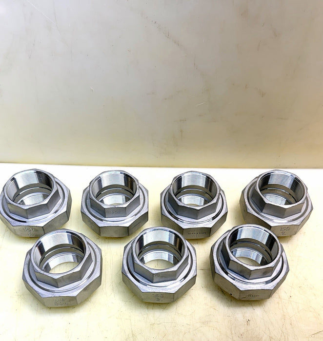 2" MB-304 SS Stainless Steel Threaded 3-Piece Union Pipe Connection Fitting FNPT