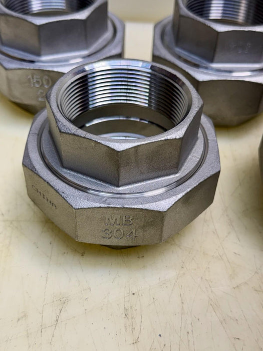 2" MB-304 SS Stainless Steel Threaded 3-Piece Union Pipe Connection Fitting FNPT