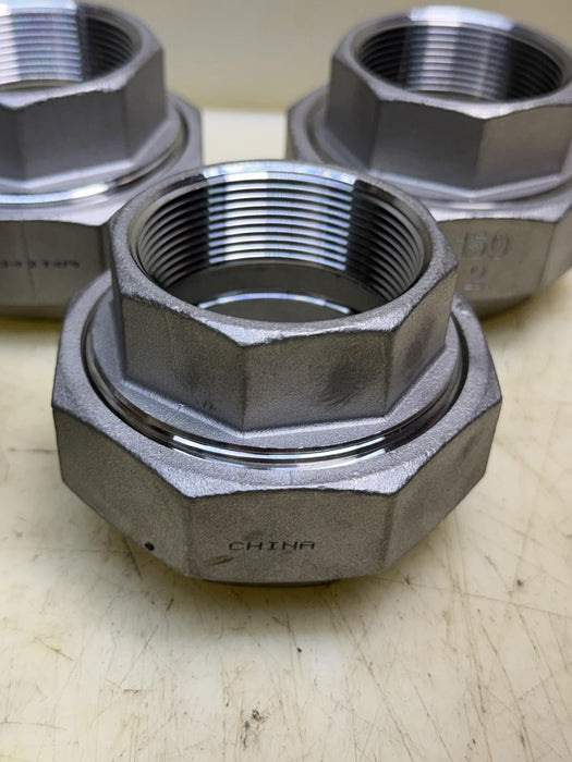 2" MB-304 SS Stainless Steel Threaded 3-Piece Union Pipe Connection Fitting FNPT