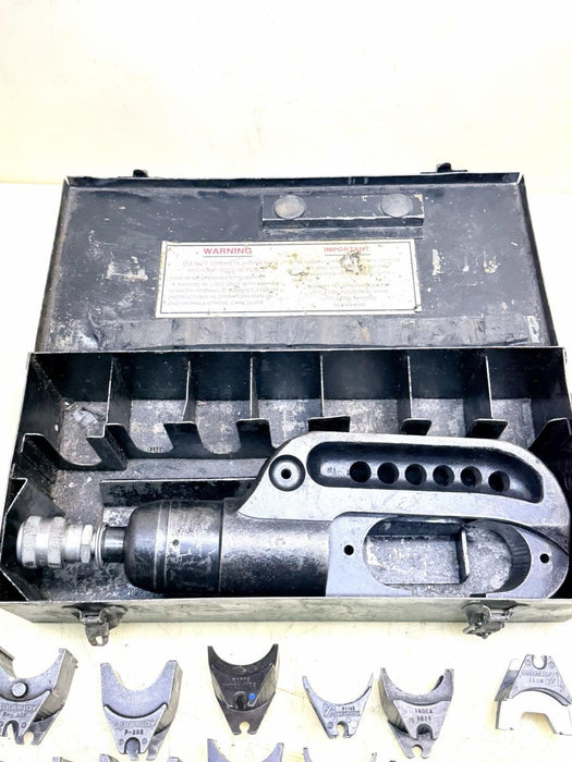 Burndy Y46 Hypress Hydraulic Crimper Tool 10,000PSI w/ 6 Dies & Adaptors Tested