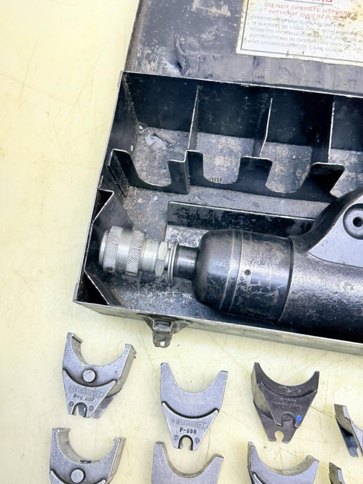 Burndy Y46 Hypress Hydraulic Crimper Tool 10,000PSI w/ 6 Dies & Adaptors Tested