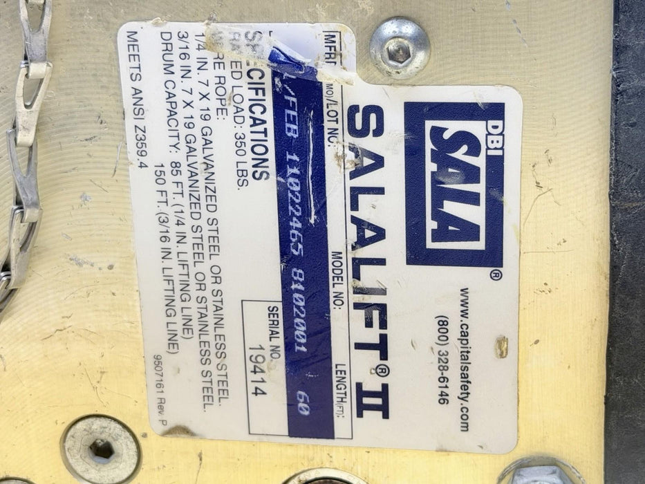 3M DBI-SALA Salalift II 8102001 Confined Spacs System 60 FT Winch.