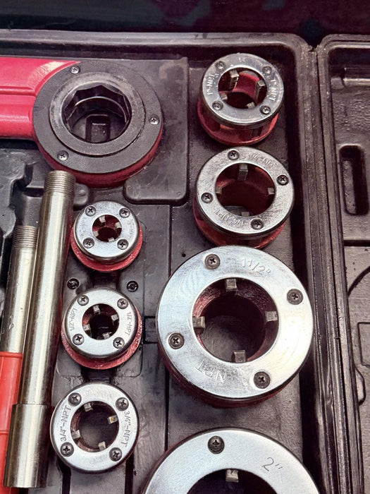 IDEAL INDUSTRIES 31-801D PIPE THREADER 120V  + 3/8” - 2” Die Set & Ratchet