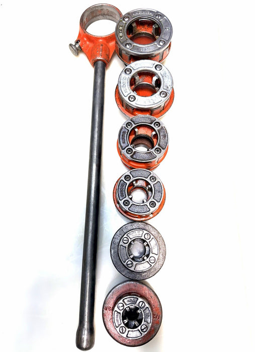 RIDGID 12-R Pipe Threader 6-Pc. Die Set 1/2” - 2" with Ratchet + Handle Nice BG2