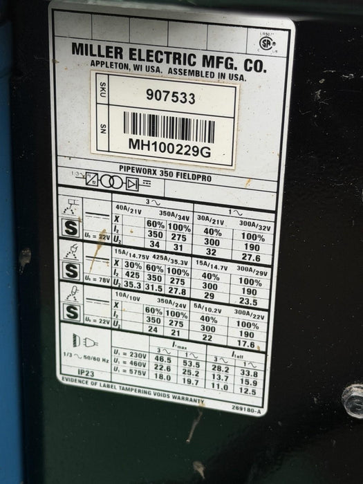 Miller PipeWorx 350 FieldPro Welder similar XMT-350 TESTED 2017 #2