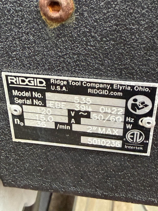 Ridgid 535 V3 Pipe Threader 1/2"-2" Threading Machine 811A Dies Cart