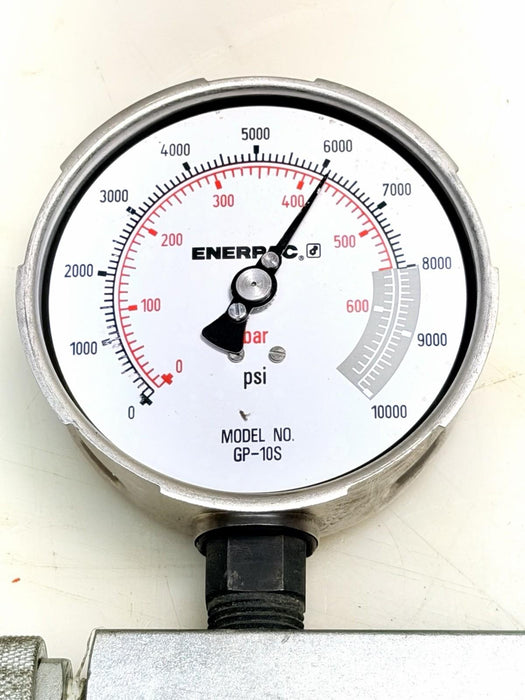 ENERPAC GP10S Pressure Gauge, 0 to 10000 psi, 4" Dial & Manifold