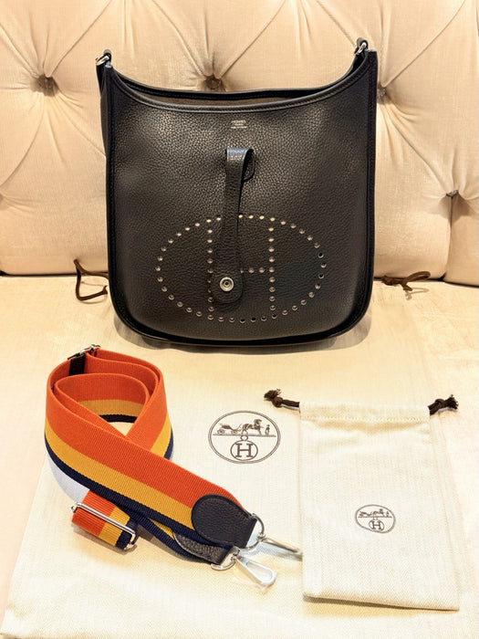 HERMES EVELYNE POCHE III 29 BLUE TAURILLON CLEMENCE REFURBISHED SPECIAL EDITION!