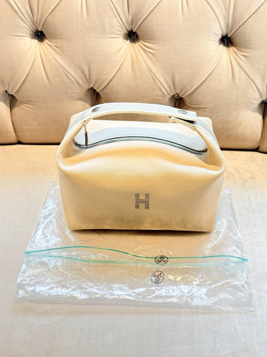 Hermes Canvas Beige / Naturel Bride-a-Brac Large Pouch Toiletry Bag NEW