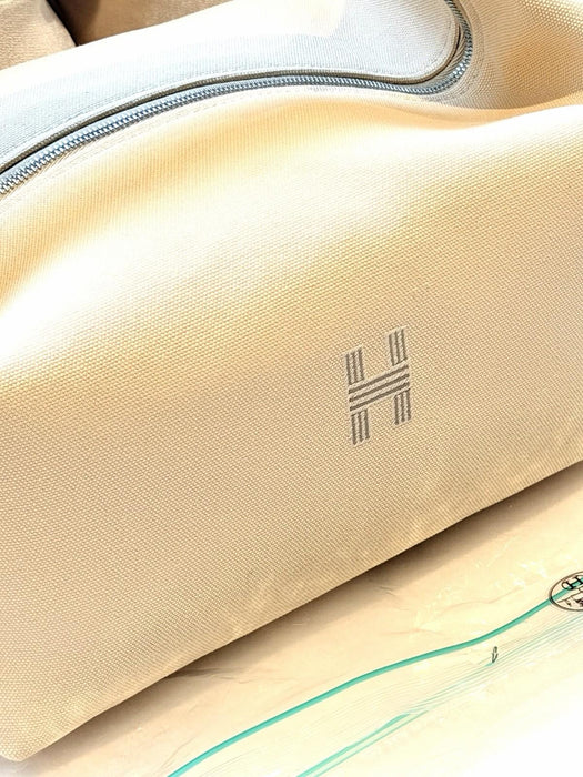 Hermes Canvas Beige / Naturel Bride-a-Brac Large Pouch Toiletry Bag NEW