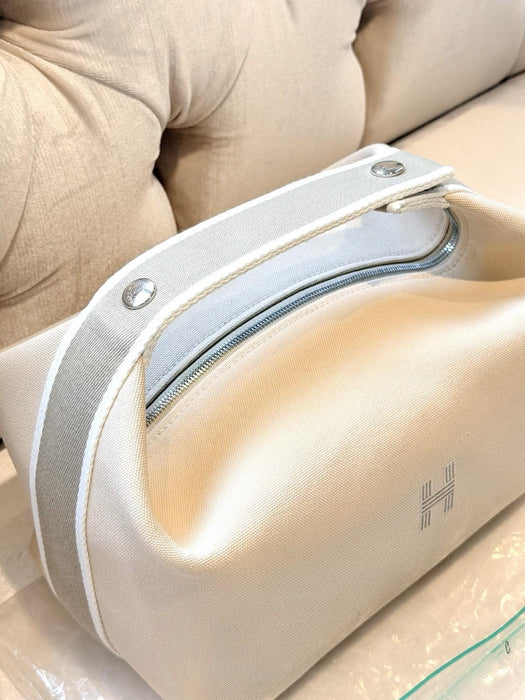 Hermes Canvas Beige / Naturel Bride-a-Brac Large Pouch Toiletry Bag NEW