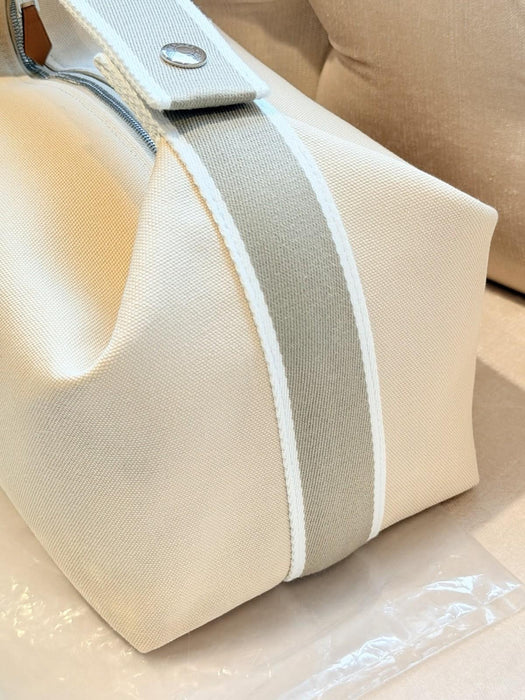 Hermes Canvas Beige / Naturel Bride-a-Brac Large Pouch Toiletry Bag NEW