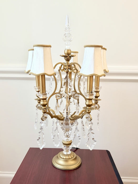 Schonbek 5 Light Crystal Table Lamp ~27" Tall Vintage Excellent Shape
