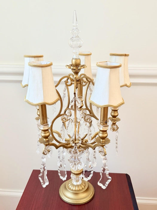 Schonbek 5 Light Crystal Table Lamp ~27" Tall Vintage Excellent Shape