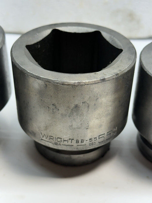 Wright & Proto 60,55,50,46 mm Standard Impact Socket, 1" Drive, 6 Point