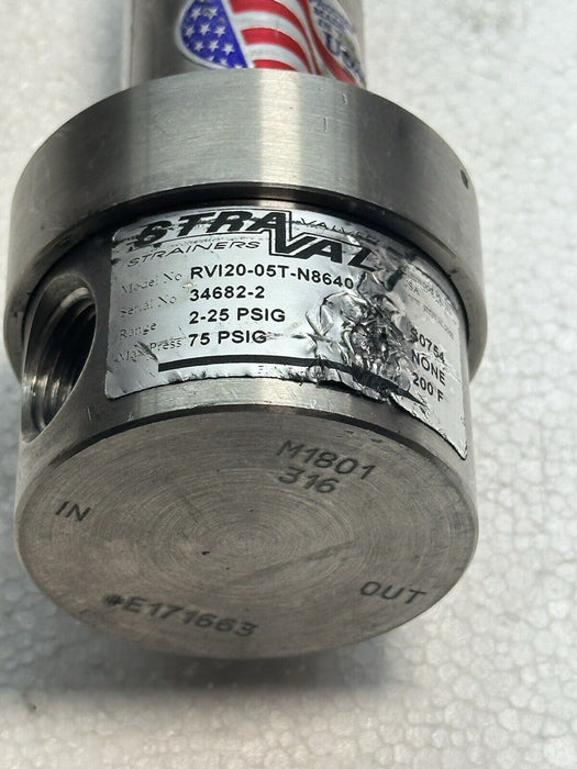 Straval Regulator RVI20-05T-N6840 range 2-25 psig 75 psi Max Inlet #2