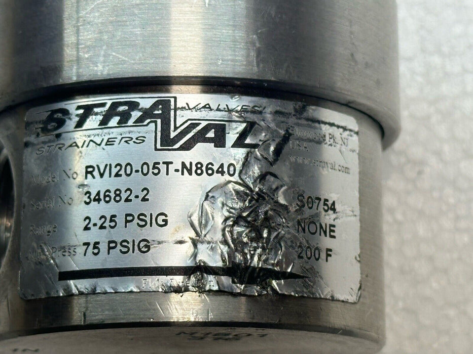 Straval Regulator RVI20-05T-N6840 range 2-25 psig 75 psi Max Inlet #2