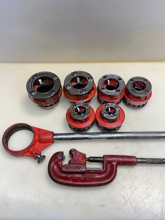 RIDGID 12-R Ratchet Pipe Threading Die Set 1/2" to 2" + Ratchet , Pipe Cutter #2