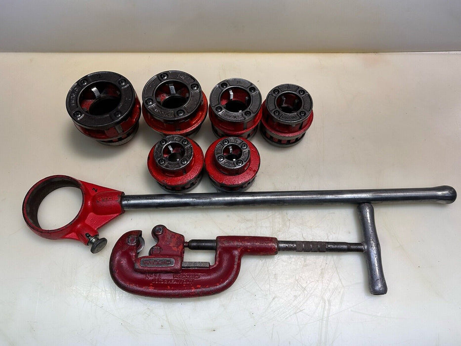 RIDGID 12-R Ratchet Pipe Threading Die Set 1/2" to 2" + Ratchet , Pipe Cutter #2