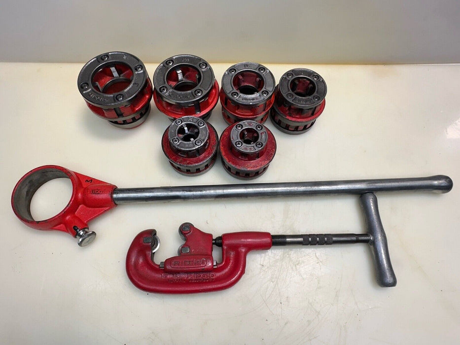 RIDGID 12-R Ratchet Pipe Threading Die Set 1/2" to 2" + Ratchet , Pipe Cutter #3