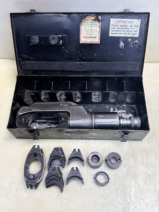 Burndy Y46C Hypress Hydraulic Crimper Tool 10,000PSI w/ 7 Dies