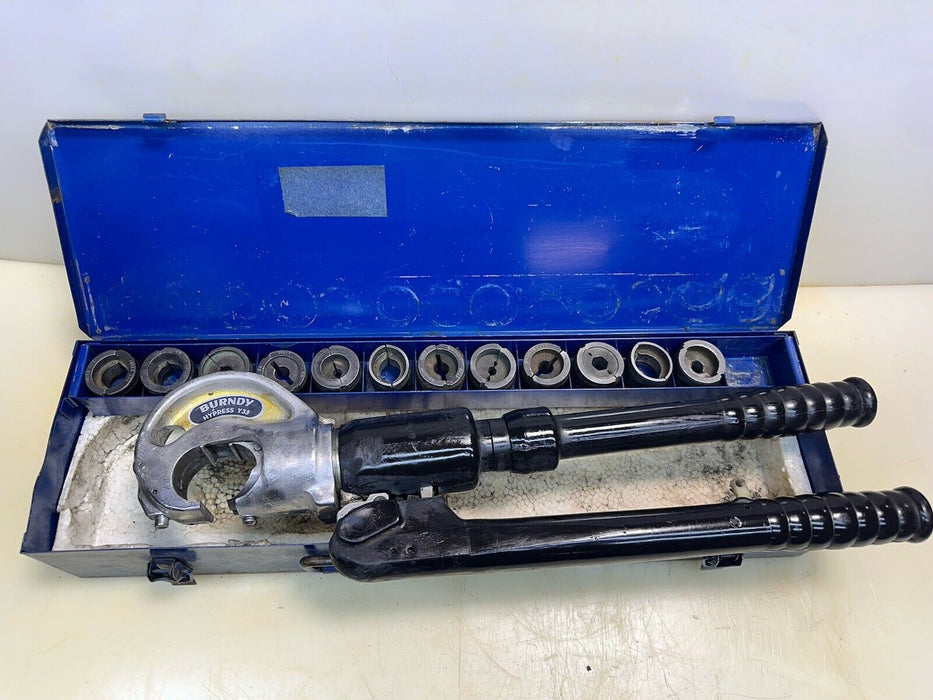 Burndy Y35 12 Ton Crimping Tool with 12 Die Sets and Case Included