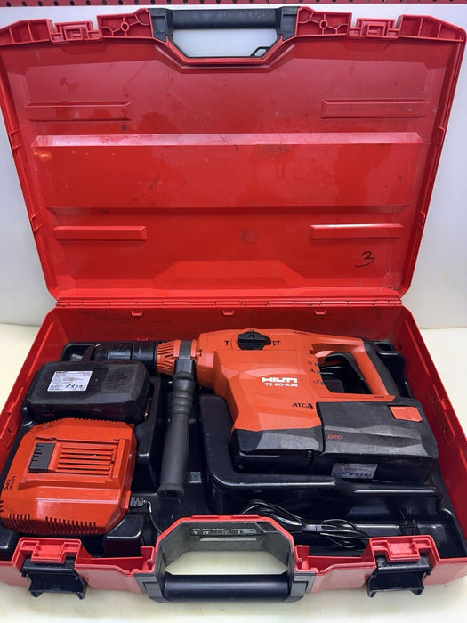 HILTI CORDLESS ROTARY HAMMER  DRILL TE 60- A36, (2) 3-9AH BATTERIES + CHARGER #3