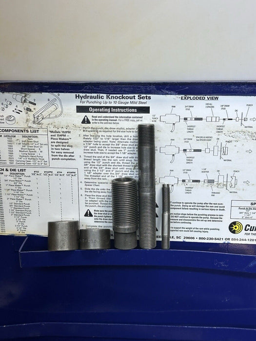 Current Tools Mod 154 3/4" - 4"  Hydraulic Knock-Out Punch Die Set Greenlee #20