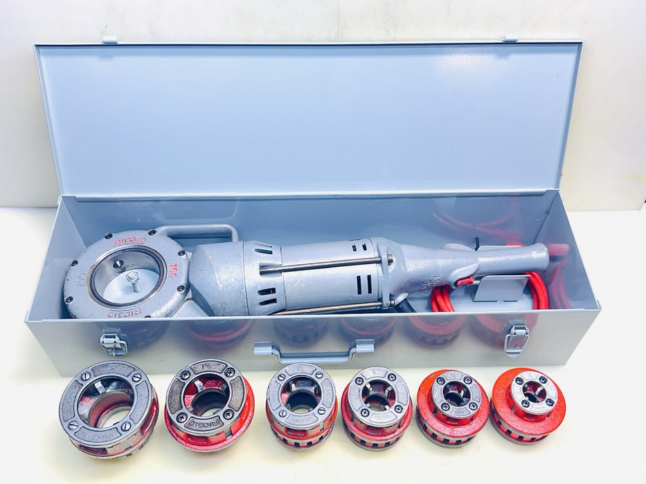 RIDGID 700-T2 Pipe Threader w/ 12-R Die Set 1/2-2 & "NEW" Metal Case TESTED BG1