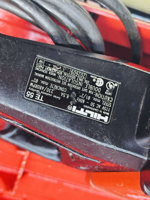 Hilti TE55 Corded 115V Rotary Hammer Drill W/ 4 Hilti Bits And Case