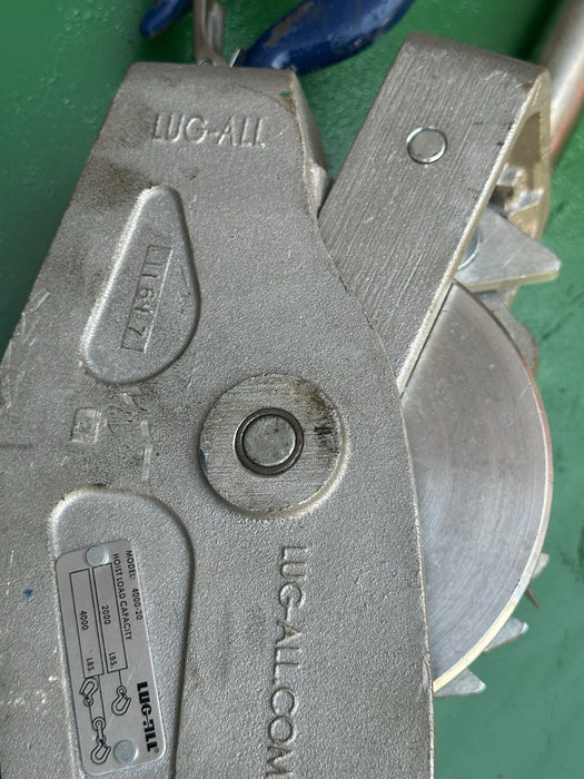 Lug-All 4000-20 Medium Frame Cable Ratchet Winch Pulley Hoist 2 Ton