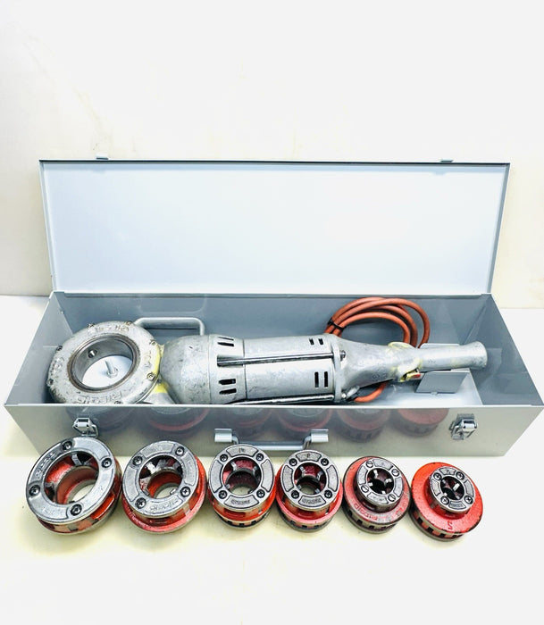 RIDGID 700 Pipe Threader w/ 12-R Die Set 1/2-2 & "NEW" Metal Case TESTED BG2