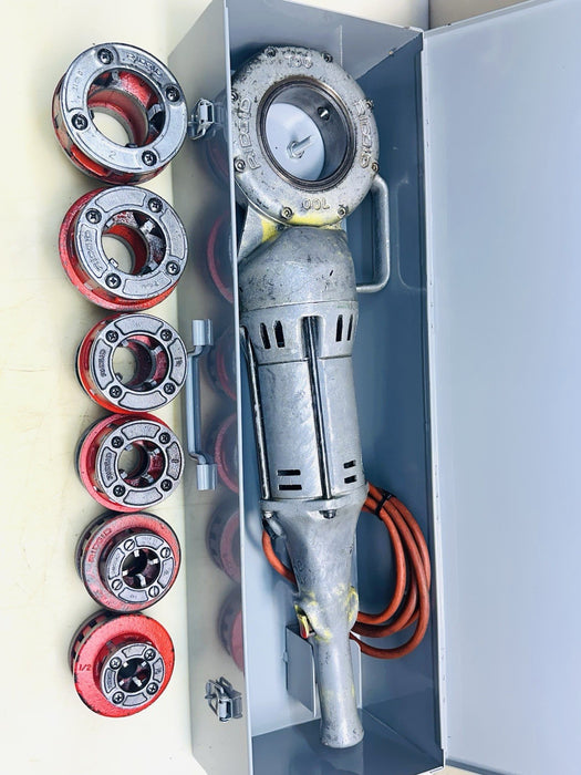 RIDGID 700 Pipe Threader w/ 12-R Die Set 1/2-2 & "NEW" Metal Case TESTED BG2
