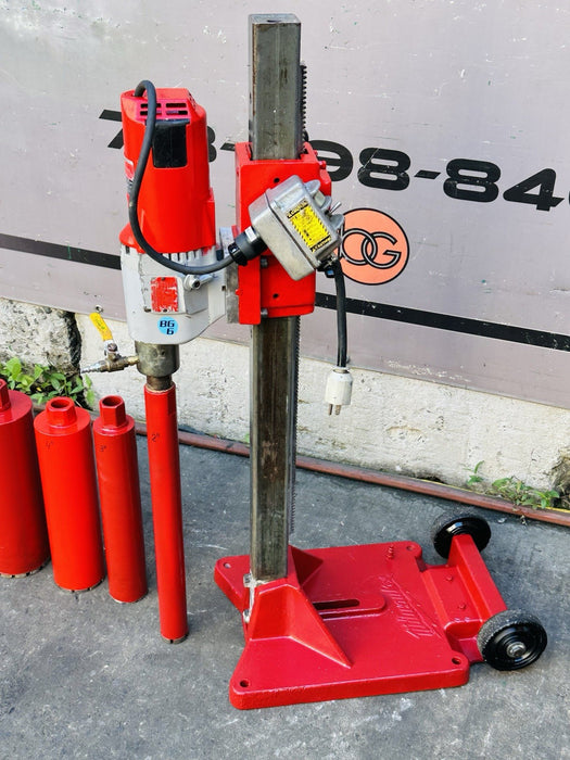 Milwaukee Core Drill Rig W/ 4 Bits Size 3”, 5”, 5”, 8” Works Great