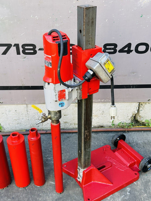 Milwaukee Core Drill Rig W/ 4 Bits Size 3”, 5”, 5”, 8” Works Great