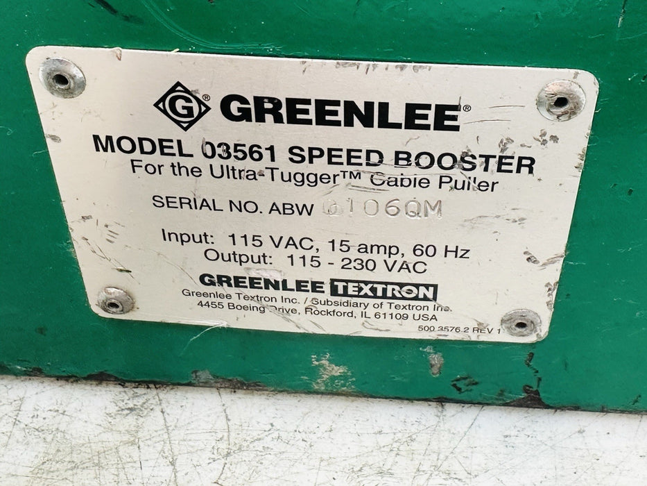 GREENLEE 03561 Speed Booster For Ultra Tugger 8000LB  Cable Puller 6800 + Pedal