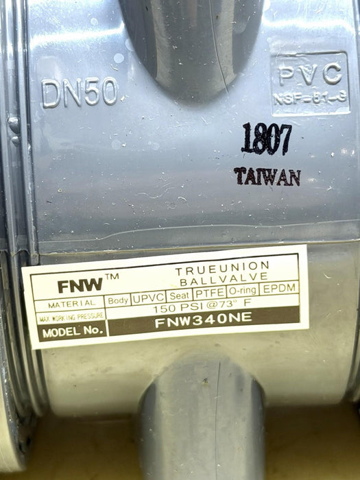 FNW FNW340NEK 2 in. PVC EPDM Full Port True-Union Ball Vale with NPT and SW Ends