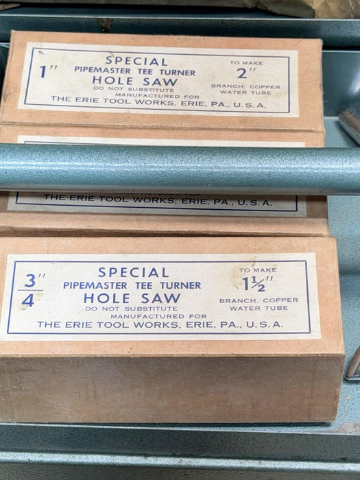 PIPEMASTER TEE-TURNER SET ERIE TOOL COMPLETE SET WITH EXTRAS GREAT SHAPE