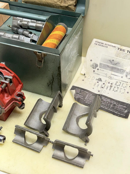 PIPEMASTER TEE-TURNER SET ERIE TOOL COMPLETE SET WITH EXTRAS GREAT SHAPE