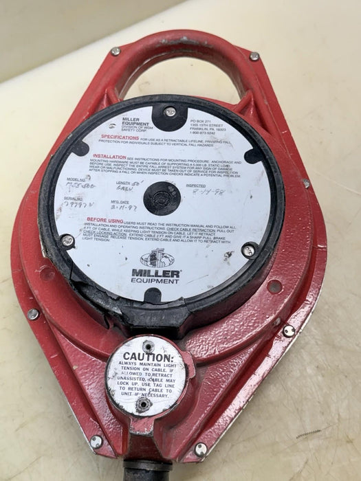 Used Miller Equipment M55-50G Retractable Lifeline 50' Safety Harness #1