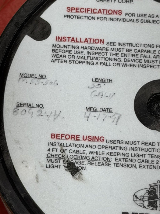 Used Miller Equipment M55-50G Retractable Lifeline 50' Safety Harness #2