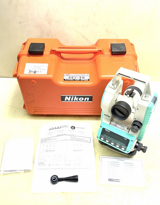 NIKON NE-100 DIGITAL THEODOLITE WITH ORIGINAL CARRY CASE and 90º eyepiece