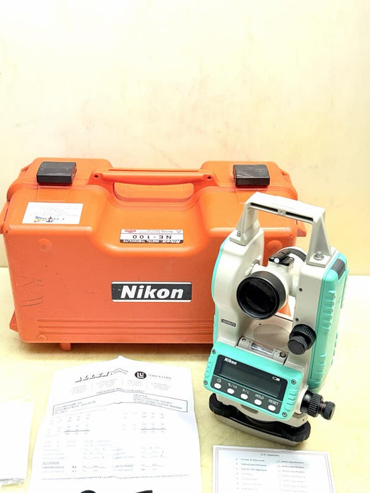 NIKON NE-100 DIGITAL THEODOLITE WITH ORIGINAL CARRY CASE and 90º eyepiece