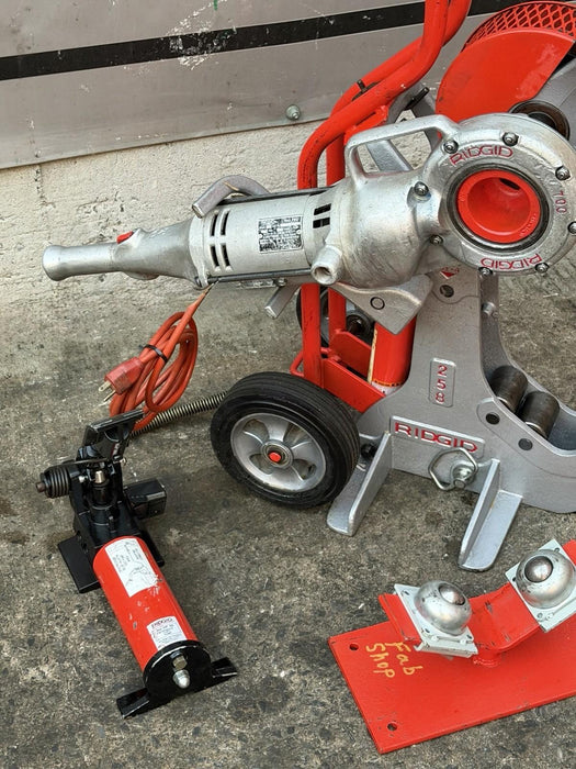 Ridgid 258 Power Pipe Cutter 2-1/2-8” w/ Hyd. Pump, 700 Threader Roller + Cart